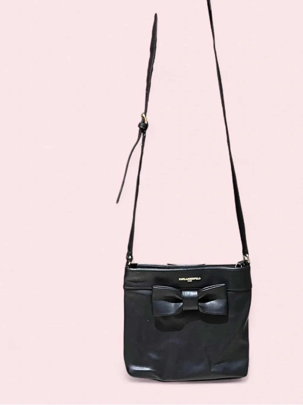 Karl Lagerfeld Black Bow-Accent Crossbody Bag - Picture 2 of 8